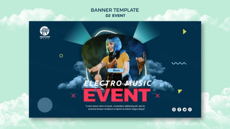 音乐派对DJ酒吧迪厅夜场宣传广告海报PSD模板 Music party social media post template