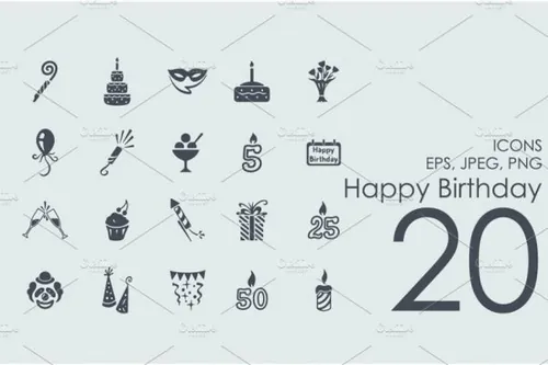 20个生日庆祝主题图标 20 Happy Birthday icons