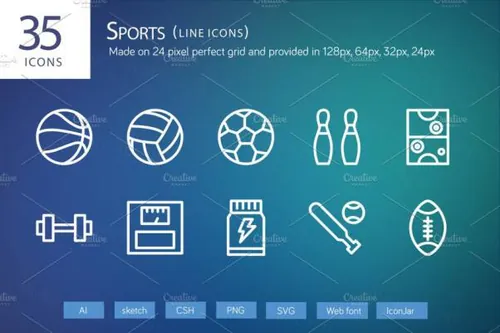 33个运动线型图标 33 Sports Line Icons