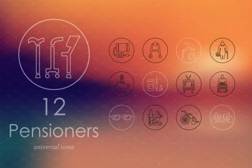 12养老金领取者线图标 12 Pensioners line icon