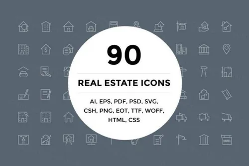 90个精美的房地产图标 90 Real Estate Icons