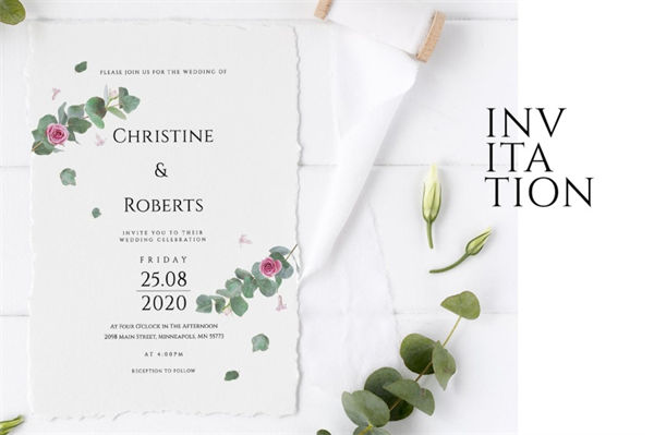 时尚高端简约手绘欧式婚礼海报请帖邀请函DM房地产宣传单设计模板