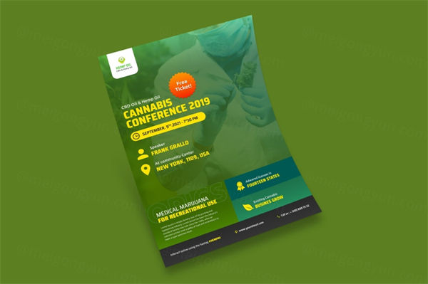 医学药物生物科技主题学术会议宣传海报设计模板 Cannabis Conference Flyer