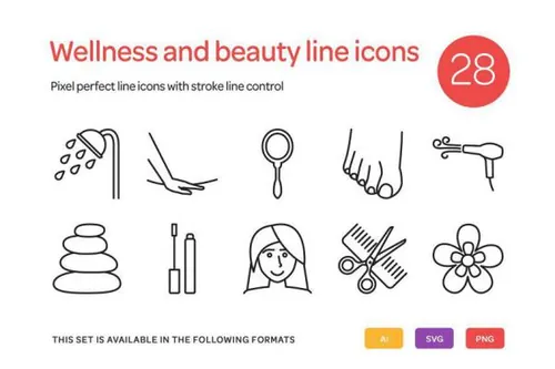 健康和美容系列的图标 Wellness and Beauty Line Icon