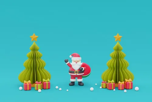 三维渲染可爱卡通圣诞节日装饰品3D插画背景高清图片素材