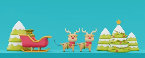 三维渲染可爱卡通圣诞节日装饰品3D插画背景高清图片素材