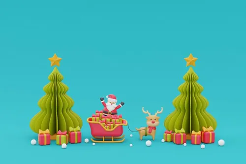 三维渲染可爱卡通圣诞节日装饰品3D插画背景高清图片素材