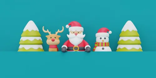 三维渲染可爱卡通圣诞节日装饰品3D插画背景高清图片素材