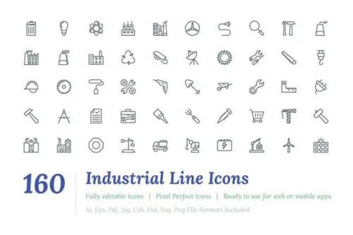 工业线型图标 160 Industrial Line Icons