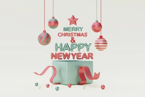 三维渲染可爱卡通圣诞节日装饰品3D插画背景高清图片素材