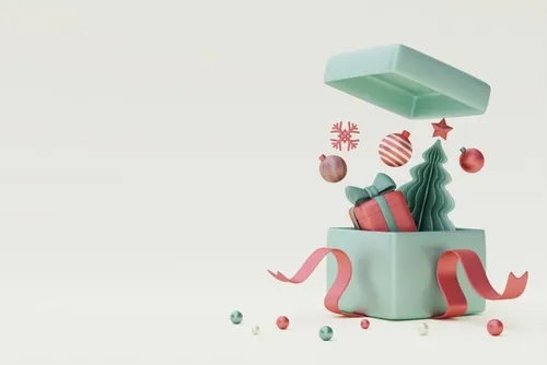 三维渲染可爱卡通圣诞节日装饰品3D插画背景高清图片素材