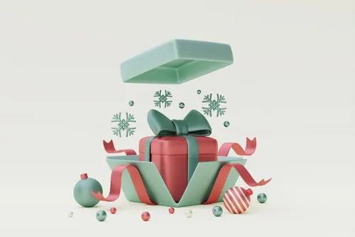 三维渲染可爱卡通圣诞节日装饰品3D插画背景高清图片素材