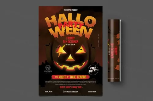 万圣节活动派对海报设计模板 Halloween Party Flyer