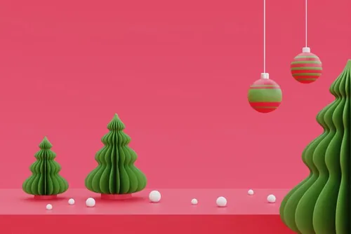 三维渲染可爱卡通圣诞节日装饰品3D插画背景高清图片素材