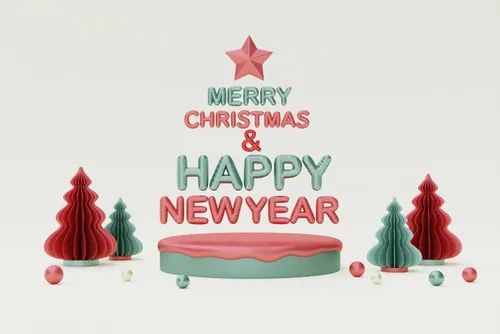 三维渲染可爱卡通圣诞节日装饰品3D插画背景高清图片素材
