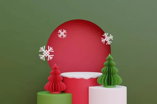 三维渲染可爱卡通圣诞节日装饰品3D插画背景高清图片素材