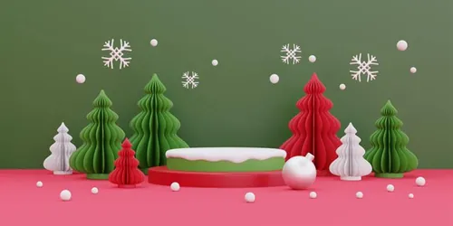 三维渲染可爱卡通圣诞节日装饰品3D插画背景高清图片素材