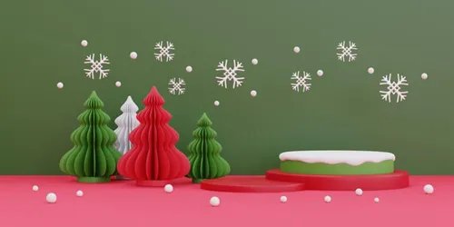 三维渲染可爱卡通圣诞节日装饰品3D插画背景高清图片素材