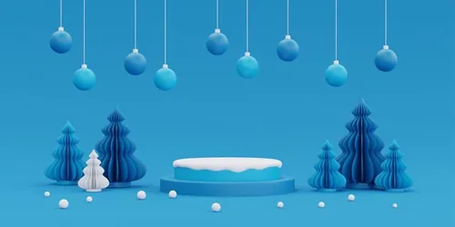 三维渲染可爱卡通圣诞节日装饰品3D插画背景高清图片素材