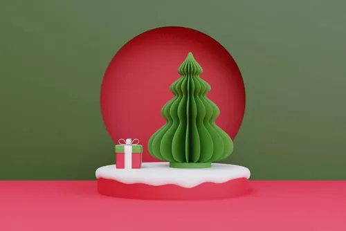 三维渲染可爱卡通圣诞节日装饰品3D插画背景高清图片素材