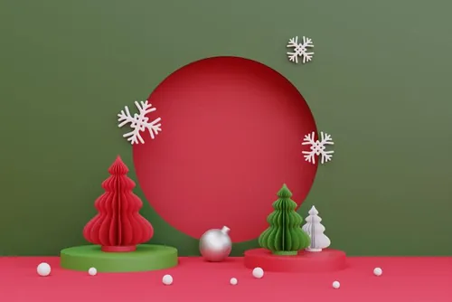 三维渲染可爱卡通圣诞节日装饰品3D插画背景高清图片素材