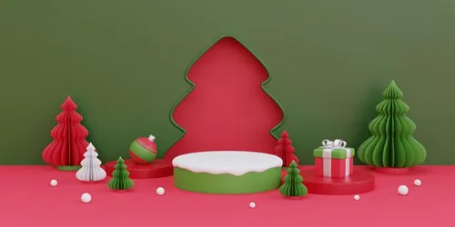 三维渲染可爱卡通圣诞节日装饰品3D插画背景高清图片素材