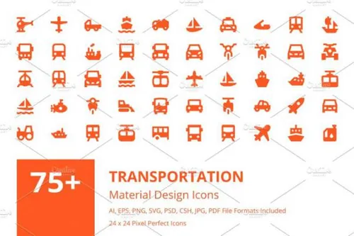 90个交通工具风格图标 90 Transportation Material I