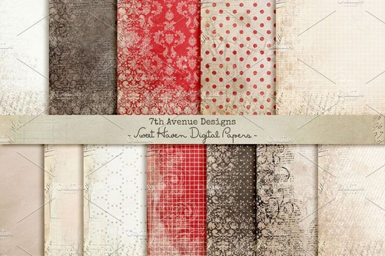 复古纹理图案无缝背景Sweet Haven Digital Papers