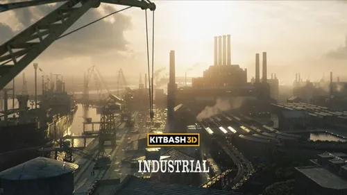 欧洲19世纪工业革命都市滚滚浓烟工厂建筑主题场景3D模型素材