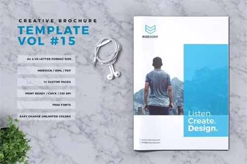 时尚简约的房地产楼书品牌手册画册时尚杂志设计模板creative-brochure-template-vo...