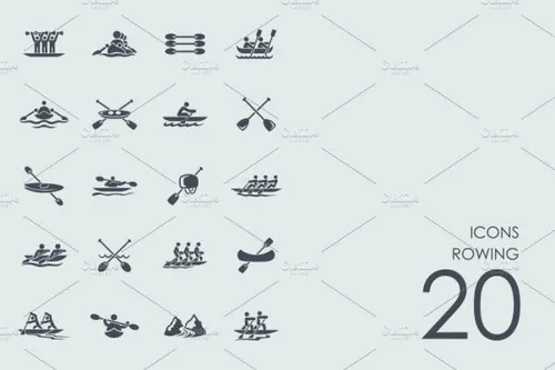 划船相关元素图标 Rowing icons