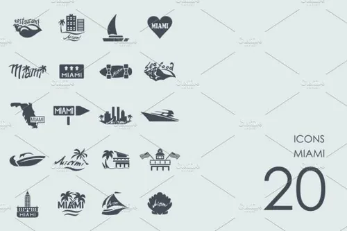 迈阿密元素图标 Miami icons