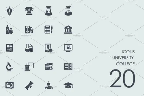 大学学院主题图标 University , college icons