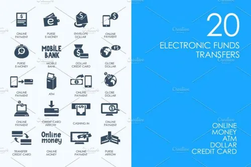 电子资金和交易图标 Electronic funds transfer