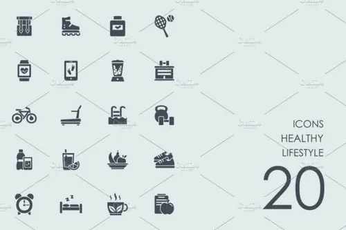 健康生活style图标 Healthy lifestyle icons