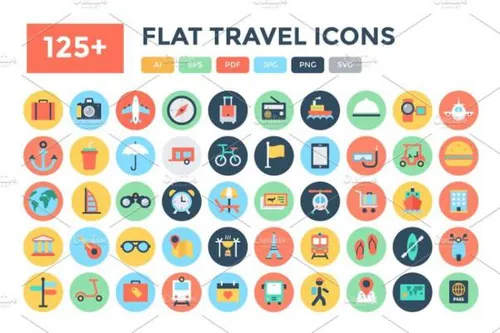 125 旅行图标 125  Flat Travel Icons