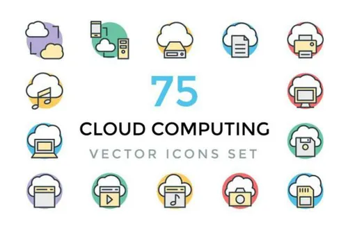 75个云技术矢量图标 75 Cloud Computing Vector Ico