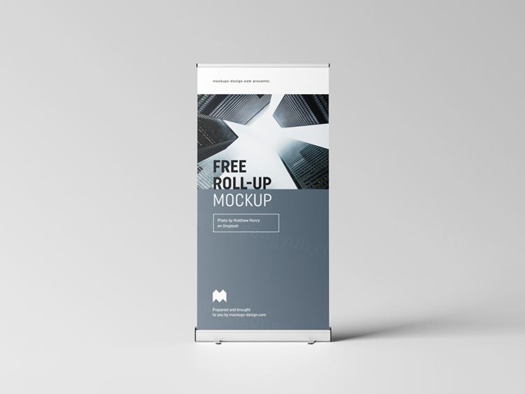 易拉宝设计提案贴图样机PSD模板 Roll-up Mockup / 100x200 cm