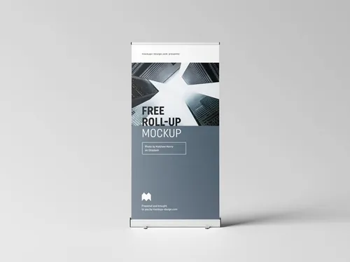 易拉宝设计提案贴图样机PSD模板 Roll-up Mockup / 100x200 cm
