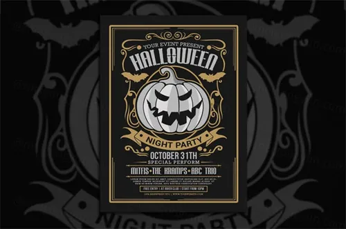 万圣节之夜主题活动海报设计模板 Halloween Night Party