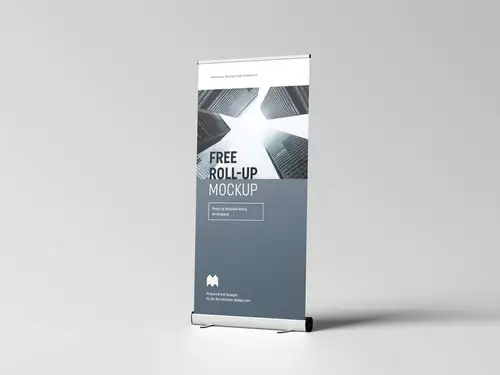 易拉宝设计提案贴图样机PSD模板 Roll-up Mockup / 100x200 cm