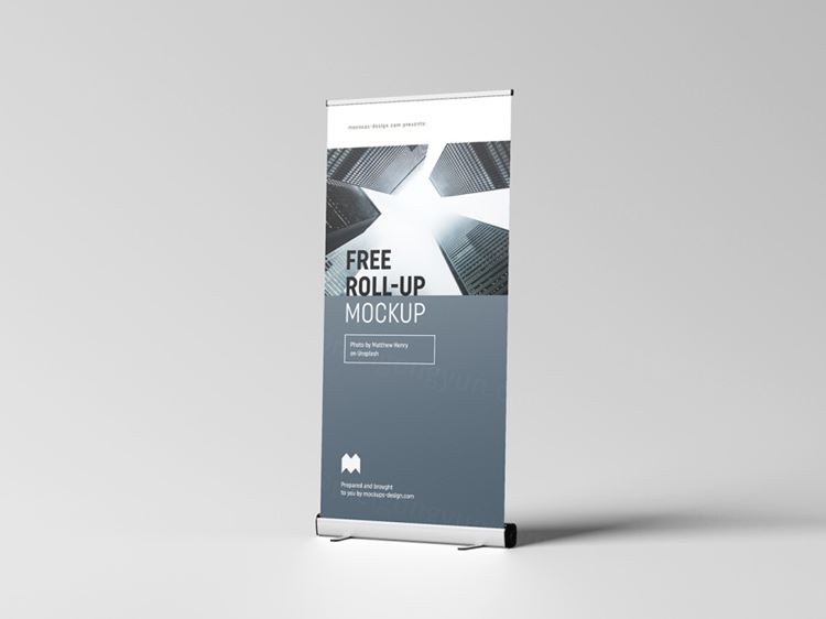 易拉宝设计提案贴图样机PSD模板 Roll-up Mockup / 100x200 cm