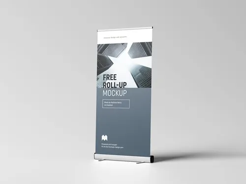 易拉宝设计提案贴图样机PSD模板 Roll-up Mockup / 100x200 cm