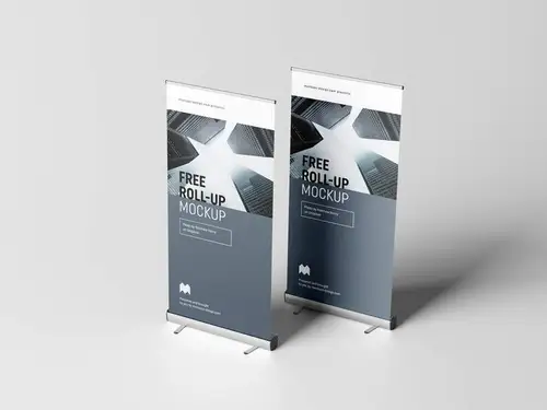 易拉宝设计提案贴图样机PSD模板 Roll-up Mockup / 100x200 cm