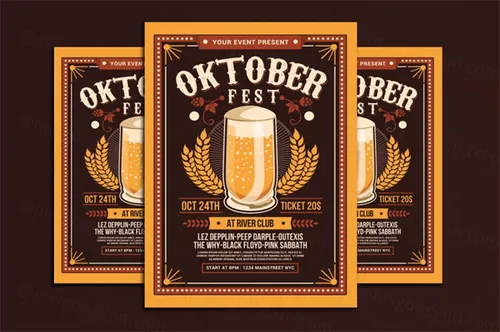 啤酒节策划方案活动海报设计模板 Oktoberfest Party