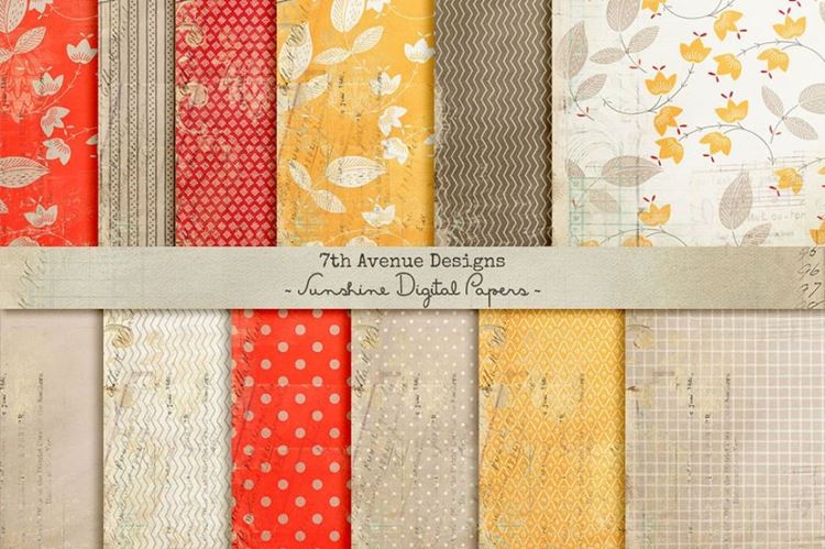 夏季图案无缝背景Sunshine Digital Papers