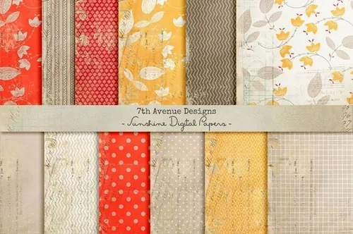 夏季图案无缝背景Sunshine Digital Papers