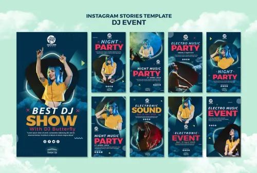 音乐派对DJ酒吧迪厅夜场宣传广告海报PSD模板 Music party social media post template