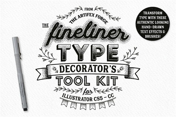 装饰笔刷工具包 Fineliner Type Decorator’s