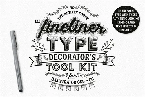装饰笔刷工具包 Fineliner Type Decorator’s